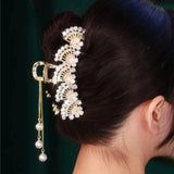 Large Flower Rhinestone Hair Claw Girls Ponytail Clip Retro Metal Shark Clips