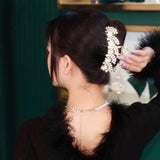 Large Flower Rhinestone Hair Claw Girls Ponytail Clip Retro Metal Shark Clips