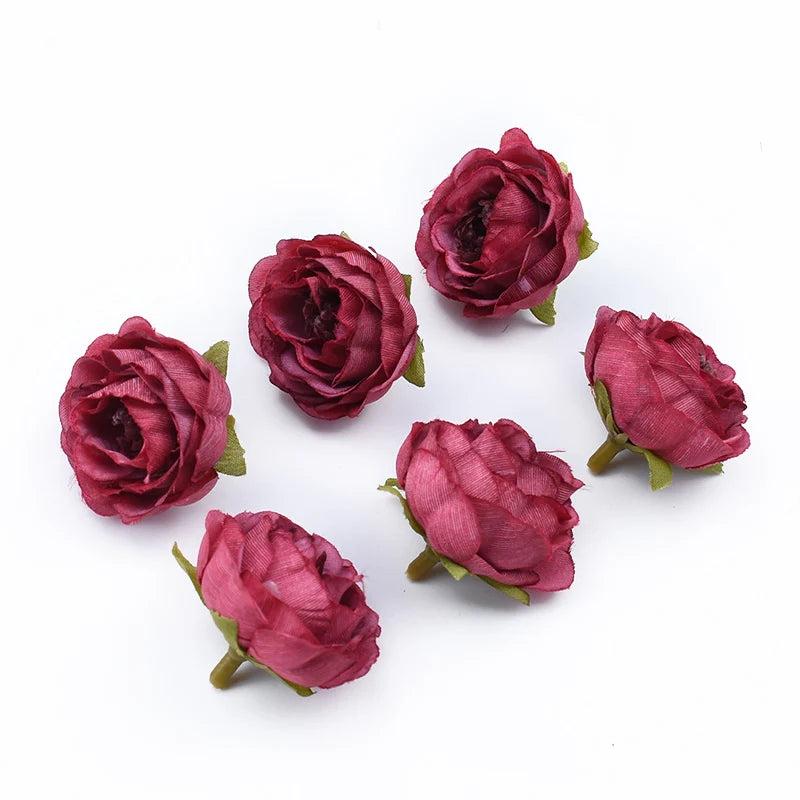 50/100 Mini Silk Rose Flower Wall DIY Candy Box Wedding Home Decor