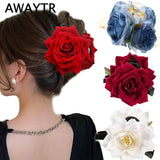 Cloth Rose Flower Hair Claw Women Hair Clip Crab Clamp Headwear