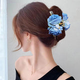 Cloth Rose Flower Hair Claw Women Hair Clip Crab Clamp Headwear