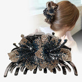 Double Flower Rhinestone Hair Claws Clips for Girls Women Hairpins