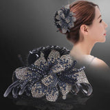 Double Flower Rhinestone Hair Claws Clips for Girls Women Hairpins