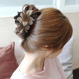 Double Flower Rhinestone Hair Claws Clips for Girls Women Hairpins