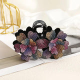 Double Flower Hair Claws Clips Rhinestone Hairgrip Barrettes