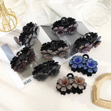 Double Flower Hair Claws Clips Rhinestone Hairgrip Barrettes