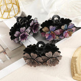 Double Flower Hair Claws Clips Rhinestone Hairgrip Barrettes
