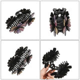 Double Flower Hair Claws Clips Rhinestone Hairgrip Barrettes