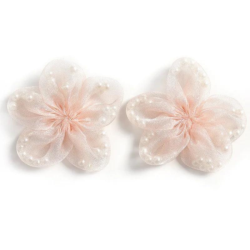 10pcs 65mm Organza Flower Bead Head Wedding Party Decor Sewing Clothing DIY