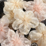 10pcs 65mm Organza Flower Bead Head Wedding Party Decor Sewing Clothing DIY