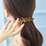 Vintage Floral Hair Clips Set, Crystal Metal Barrettes for Women