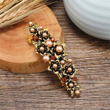 Vintage Floral Hair Clips Set, Crystal Metal Barrettes for Women