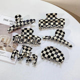 Vintage Acrylic Checkered Hair Claw Clip Hair Accessories