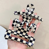 Vintage Acrylic Checkered Hair Claw Clip Hair Accessories