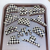 Vintage Acrylic Checkered Hair Claw Clip Hair Accessories