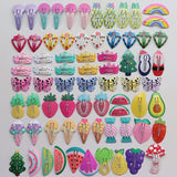 30pcs Cartoon Animal Fruit Hairpins Girls Sweet Hair Decorate Metal Hair Clip