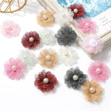 5Pcs Chiffon Flowers & Pearls Hairpin Craft DIY Bridal Wedding Dress