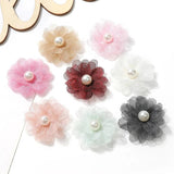 5Pcs Chiffon Flowers & Pearls Hairpin Craft DIY Bridal Wedding Dress
