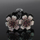 Rhinestone Double Flower Hair Claws Clips Crystal Hairgrip for Women