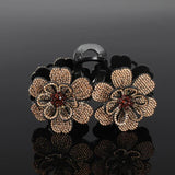 Rhinestone Double Flower Hair Claws Clips Crystal Hairgrip for Women