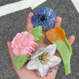 Oversize Floral Crab Claw Clip Hair Accessory for Women