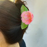 Oversize Floral Crab Claw Clip Hair Accessory for Women