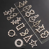 Pearl Hair Clip Women Girls Triangular Star Round Hairpin Barrette