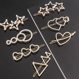 Pearl Hair Clip Women Girls Triangular Star Round Hairpin Barrette