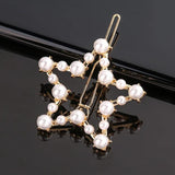 Pearl Hair Clip Women Girls Triangular Star Round Hairpin Barrette