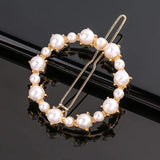 Pearl Hair Clip Women Girls Triangular Star Round Hairpin Barrette