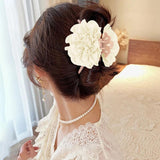 Chiffon Flower Hair Claw Clip Hair Accessories Women Big Floral Hair Clamp