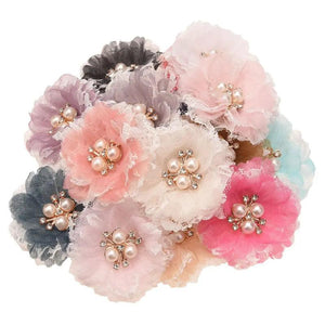 10PCS 2.2in Lace Flowers Hair Clips Bows for Corsage Headband Supplies