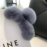 Pink Rex Rabbit Fur Hair Claw Large Clips Hairpins Cover for Women Girls Plush