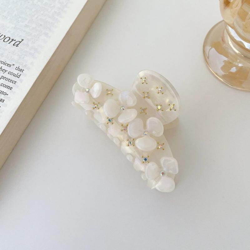 Muweordy Flower Hair Claws Acetate Hair Claw Clip Rhinestone Hair Clips