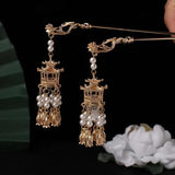 Chinese Metal Lantern Hair Pin Clips for Women Retro Flower Tassel Headpieces