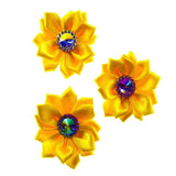 20Pcs Satin Ribbon Flowers with Rhinestone Button for Hair Accessories DIY