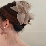 Retro Female Net Yarn Ponytail Claw Clip