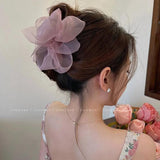 Retro Female Net Yarn Ponytail Claw Clip