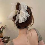 Retro Female Net Yarn Ponytail Claw Clip