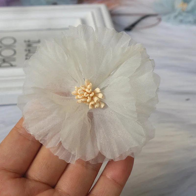 10PCS 7.5CM Chiffon Flowers DIY Hair Accessories Wedding Dress Decoration