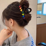 Women Rainbow Love Large Hair Claw Clip Ponytail Hair Crab Shark Clip