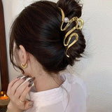 Wave Pearl Hair Crab Clip Ponytail Braid Hollow Hair Clip