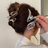 Wave Pearl Hair Crab Clip Ponytail Braid Hollow Hair Clip