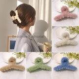 Soft Plush Hair Claws Colorful Claw Clips Women Winter Sweet Hair Clips