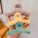 Soft Plush Hair Claws Colorful Claw Clips Women Winter Sweet Hair Clips