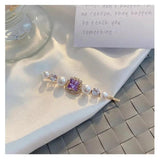 Purple Crystal Barrettes Hair Accessories