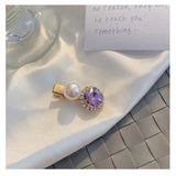 Purple Crystal Barrettes Hair Accessories