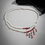 Gothic Halloween Blood Pearl Waist Chain Women Vintage Fun Chest Chain