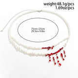 Gothic Halloween Blood Pearl Waist Chain Women Vintage Fun Chest Chain