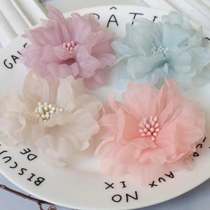 10PCS 6.5CM Chiffon Flowers DIY Hair Accessories Dress Shoes Hats